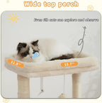 Heybly Cat Tree, Kitten Tower with Large Soft Cat Basket, Cat Condo with Spacious Cat Bed Cave with Hidden Space, Sisal-Covered Scratching Posts, Dangling Ball for Indoor Cats, Beige HCT008SM