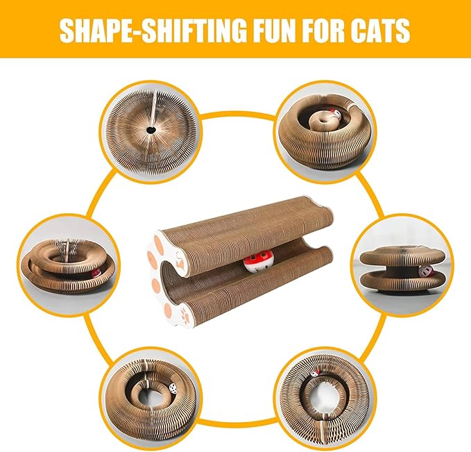 2-ck Cat PaScratcher Toy - Magic Organ Cat Scratching Board with Bell Balls for Indoor Cats Magic Organ Cat Scratcher Interactive Cardboard Cat Toy Scratcher Furniture Protection