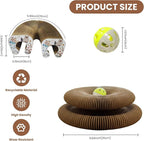 U-Shaped Accordion Cat Scratcher with Interactive Ball - Cute Cartoon Design, Scratch-Resistant, Pet-Safe for Feline Entertainment & Claw Care