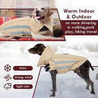 Dog Coat for Large Dogs Winter Waterproof Dog Jacket with Harness Reflective Turtleneck Hook & Loop Snowsuit Warm Fleece Snow Jackets Thermal Cold Weather Coats, Khaki 3XL