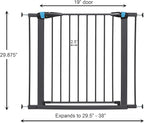 MidWest Homes for Pets 29 Inches Tall Walk-Through Steel Pet Gate, Pressure Mounted Dog Gate with Glow Strip Measures 29H x 29.5-38W Inches & Includes Two 3-Inch-Wide Extensions, Graphite