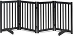 LZRS Freestanding Extra Wide Dog Gate 30 inch Tall - 4 Panels Solid Wooden Pet Gate for Doorways, Stairs, Hallways,Kitchens& Long Areas, Expandable & Foldable with Support Feet,Indoor Use,Black
