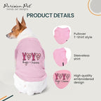 Parisian Pet Dog Shirt – 100% Cotton Shirts for Small Dogs – Pink XOXO Sleeveless Puppy Clothes – Lightweight and Breathable Girl Dog Clothes – Summer Pet Apparel - Stretchy Tshirts for Dogs