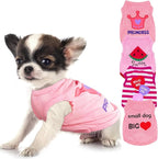 4 Pieces Chihuahua Clothes Dog Clothes for Small Dogs Girls Summer Autumn Cute Puppy Clothes Soft Pet Dog Shirts Teacup Dog Cat Clothing Pink (Small)