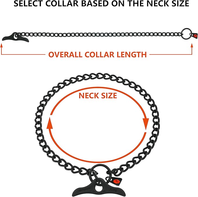 Herm Sprenger Black Stainless Steel Dog Training Collar with Toggle and Round Links Dog Chain for Small Medium Large Dogs Made in Germany (20in (Neck Size up to 18in))