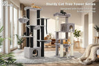 PETEPELA 58" Large Cat Tree for Big Adult Cats up to 25 lbs, Heavy Duty Cat Tower w/Extra-Thick Scratching Posts [φ3.9”], XL Hammock & Spacious Condo, Study Cat Furniture for Maine Coons, Grey
