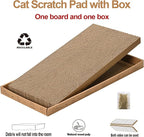 Cat Scratcher Cardboard with Box Durable Corrugate Scratching Kitty Sofa Lounge Bed Reversible Catnip Included for Indoor Cats, Cat Scratching Pad, Cat Post, Double-Sided Design, Large (Box,5pcs)
