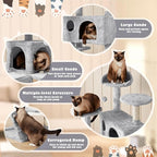 54 Inches Cat Tree Tower for Indoor Cats, Cat Tree Tower Condo with Scratching Post for Cats House Play, Multi-Level Furniture Activity Center for Pet, Sisal Rope, Light Gray