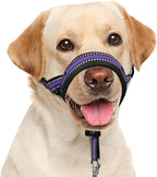 BARKLESS Soft Dog Head Collar, Patented Padded No Pull Head Halter, Training Nose Leash with Safety Link for Medium Large Dogs, Adjustable Muzzle Leash, Easy Control for Walking (XL, Purple)