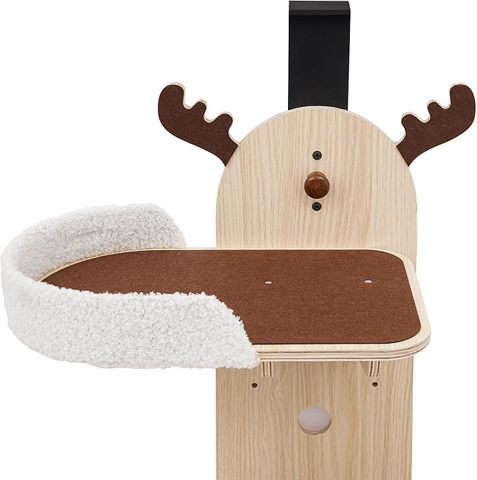 4-Tier Door Hanging Cat Tree, 67 Inch Vertical Climbing Frame with Scratching Posts & Cat Bed, Multi-Level Solid Wood Board for Kittens Jumping & Playing