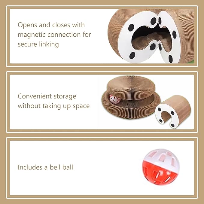 2 Pack Kitty Cat Toy, Cat Scratchers for Indoor Cats, Magic Organ Foldable Cardboard Cat Scratcher, Cat Toy Interactive Relieve Boredom and Exercise Brown
