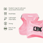 Downtown Pet Supply Step in Dog Harness for Medium Dogs - Adjustable, Escape Proof Dog Harness with Reflective Trim - All-Weather, Fast-Drying Padded Mesh Fabric - Baby Pink, M