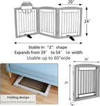 ZJSF Freestanding Dog Fence Indoor, Foldable Dog Gate for Doorways, Stairs or Hallways, Sturdy Wood Extra Wide Pet Gate with Support Feet for The House, Grey, 24 "Height-3 Panels