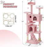 MoNiBloom 77 Inch Cat Tree Tower for Indoor Cats Large Adults, Tall Cat Tower with Scratching Post, Multi-Level Furniture Activity Center with Cat Condo Pet Play House, Soft Pink