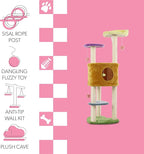 CTR1002A Aisling 51" 4-Tier Modern Sisal Heart Cat Tree with Scratching Posts, Napping Perch, and Dangling Toys, Multi