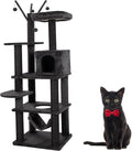 KAMABOKO Gothic Cat Tree, 73.6in Black Cat Tower with Coffin Bed, Big Tall Cat Condo with Sisal Scratching Posts, Scratching Ramp and Comfort Basket for Indoor Cats