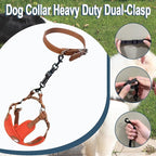 2 Pcs Dog Collar Safety Clips with Double Ended Clasps | Adjustable Collar Backup Clip for Dog Harness & Collars Connectors, Training for Walking, Running, and Hiking, Safety Clip - Black