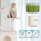 Cat Tree 53 inches Cat Tower for Indoor Cats Cat House with Replaceable and Removable Dangling Ball Cat Trees and Towers with Funny Toys, Beige