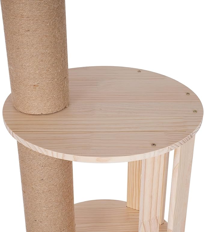 Floor to Ceiling Cat Tree 5 Tiers Cat Tower Multi-Functional Climbing Tower with 100"-104" Adjust Height Ceiling-Mounted Wood Cat Tower Tree Wall for 30-44LBS Cats