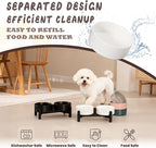 Raised Ceramic Dog Bowl Set - Elevated Double Dishes with Stainless Steel Stand - Food and Water Bowls for Small Dogs and Indoor Cats - Each Holds 1.6 Cups (10.8 fl oz) - Grey
