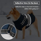SUNFURA Dog Coat, XXL Dog Jacket Winter with Harness Built in, Waterproof Pet Snow Jacket with Furry Collar for Chilly Day, Reflective Fleece Snowsuit for Extra Large Dogs, Navy Blue 2XL