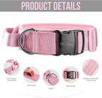 OneTigris Tough Dog Collars, Tactical Dog Collar with Handle, Milltary Adjustable Dog Collar with Heavy Duty Metal Buckle for Training (Pink, S)