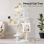 43-Inch Cat Tree,Cute Cloud Cat Tree for Kittens & Small Cats Under 6 Months 9lbs, Cat Tower with Scratching Post, Double Condos, Plush Hammock & Dangling Toys, White