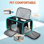 Petskd Small Pet Carrier with Wheels(18" L x 11" W x 11" H), Delta/American/United Airlines Approved, Rolling Pet Carrier for Small Dogs & Cats (Black)