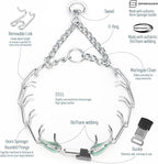 Herm Sprenger Chrome Plated Steel Dog Collar with Quick Release ClicLock Buckle and Biothane Insert Training Collar for Dogs Made in Germany (Sage Green, 23in x 3.2mm(Neck Size up to19-20in))