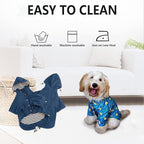 Morezi Dog Zip Up Raincoat with Reflective Buttons, Rain/Water Resistant, Adjustable Drawstring, Removable Hood, Raincoats with Legs 8lbs to 80lbs Available - Dark Blue - XL