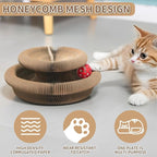 Kitty Curlz Cat Scratching Board,Accordion Magic Organ Cat Scratcher Toy with Bell Ball - Foldable Interactive Cardboard Scratching Pad for Indoor Cats Kittens 1 Pack(White)