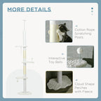 Floor to Ceiling Cat Tree, Adjustable 88.5”–100.5” Tall Cat Tower for Indoor Cats, Space-Saving Vertical Cat Furniture with Scratching Posts & Perches, Stable Tension Rod Design, White