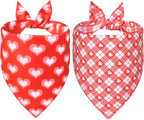 Valentine’s Day Dog Bandanas 2-Pack for Small to Medium Dogs - Reversible Hearts, Lips & XO Scarf, Pink & Red Pet Accessories for Valentine Gift