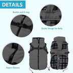 Geyecete Winter Warm Coat Waterproof Dog Jacket with Harness Traction Belt, Pet Outdoor Jacket Dog Autumn and Winter Clothes - Gray - XXL