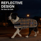 BEAUTYZOO Dog Winter Coat for X-Large Dogs Waterproof, Warm Reflective Great Dane Oxford Canvas Jacket, Fleece Dog Cold Weather Coats Windproof for Female Male Dogs, Khaki Plaid XL