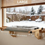 Cat Window Perch - No Drilling Renter-Safe, Adjustable Sill Fit with Sturdy Wood- Metal Frame, Washable Non-Slip Bed, Easy Assembly for Indoor Cats - Ideal for Small Spaces & Multi-Cat Homes(Gray,L)