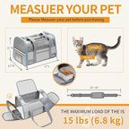 Soft-Sided Cat Carrier for Pets Up to 15lbs, Airline Approved Under-Seat Travel Carrier, 17x12x11 Inch, TSA Approved with Collapsible Bowl, Breathable Mesh & Removable Pad, Lightgrey