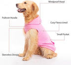 EXPAWLORER Dog Hoodie Fleece Sweater Vest, Hooded Dog Sweatshirt Fall Winter Pet Clothes with Leash Hole, Sleeveless Warm Cozy Puppy Clothing for Cat Small Medium Large Dogs Girl Boy, Pink XXL