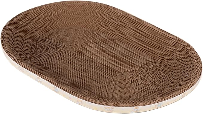 Càt Scràtcher Cardboard, Raised Edge Design, 1 Piece, Large Cat Scratcher Cardboard, Oval Indoor Cat Scratcher Bed, Blends with Home Decor, for Small Large Kitten Play Sleep Outdoor Home Living Room