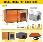 59.1" Extra Large Heated Dog House with Electric Heating Pad,Outdoor & Indoor Dog Kennl with Insulated Liner Keep Warm in Winter, Waterproof Pet Shelter, Strong Metal Frame