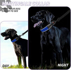 Martingale No Pull Dog Collar for Large Medium Dogs Training Walking, Heavy Duty Nylon Reflective Adjustable Anti Pull Slip Collar with Buckle L Blue