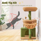 Taoqimiao MS043T Cat Tree, 32.2-Inch Cat Tower for Indoors Cats, Cat Condo with Large Cat Perch, Spacious Cat Cave, Scratching Posts for Small and Medium Cats, Cactus