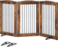 HOOBRO Indoor Dog Gate with Support Feet, Freestanding Pet Gate for Doorway, Stairs, 31.5 Inch 3 Panels, Folding Dog Fence, 360° Hinge for Easy Access, Sturdy Iron Pipe, Rustic Brown BF06PP03