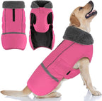 Doglay Dog Coat, Waterproof Dog Jacket Pet Winter Coat for Cold Weather with Thicken Furry Collar, Reflective Puppy Winter Jacket Warm Fleece Lining for Small Medium Large Pets
