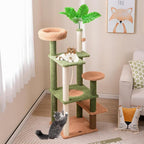 PETSITE 60 inch Cactus Cat Tree Tower, Multi-Level Cat Tower with Sisal Scratching Posts, Sisal Rope, Hanging Ball, Self Groomer and Decorative Faux Plant, Cute Cat Tree for Indoor Cats