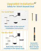 Heavy Duty Cat Wall Shelves for Indoor Cats Large Adult, 17'' Large Hammock and Perch Bed for Wall, 5-in-1 Wall-Mounted Cat Climbing Set for Multi-Room Use