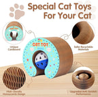 Extensible Cat Scratcher Cardboard Toy | Magic Accordion Scratching Pad with Bell Ball - Foldable & Reversible Interactive Kitty Play for Indoor Cats (1 Pack)