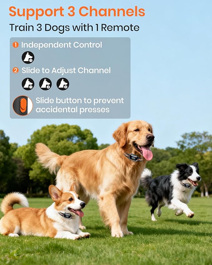 2-in-1 Bark & Shock Collar - Color Screen Dog Training Collar with Beep/Vibration/Shock/Anti Bark 4 Modes, 3300FT E Collar with Remote for Small to Large Dogs (8-120lbs), IP67 Waterproof Rechargeable