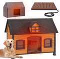 GUTINNEEN Heated Outdoor Dog House, 2-Windows Weatherproof Shelter with Reinforced Metal Frame, Heating Pad& Insulated Thermal Liner for All-Season Use (Fits Small, Medium, Large Dogs)
