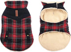 Winter Coat for Small Dogs, Puppy Plaid Jacket, Cotton Coat for Cold Weather, Windproof Warm Dog Garments, Pet Thickened Outfits Indoor Outdoor, Red XS